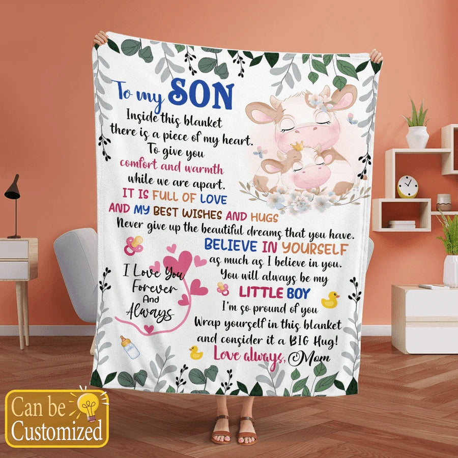 TO MY SON BLANKET CUTE COW MOM