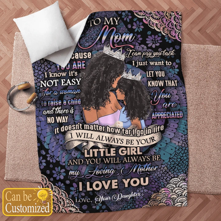 AFRICAN AMERICAN BLACK MOM MELANIN TO MY MOM PERSONALIZED BLANKET