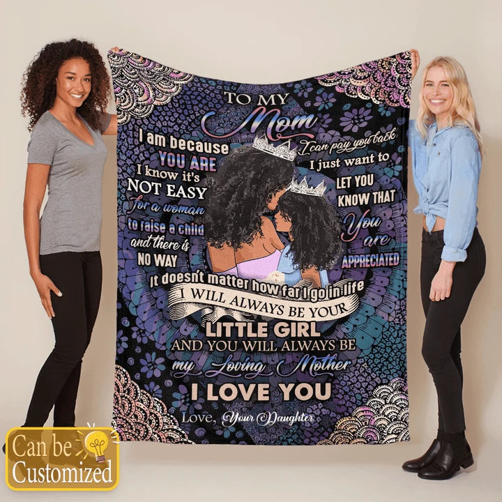 AFRICAN AMERICAN BLACK MOM MELANIN TO MY MOM PERSONALIZED BLANKET