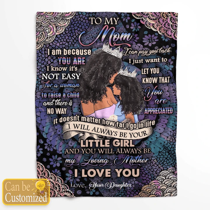 AFRICAN AMERICAN BLACK MOM MELANIN TO MY MOM PERSONALIZED BLANKET