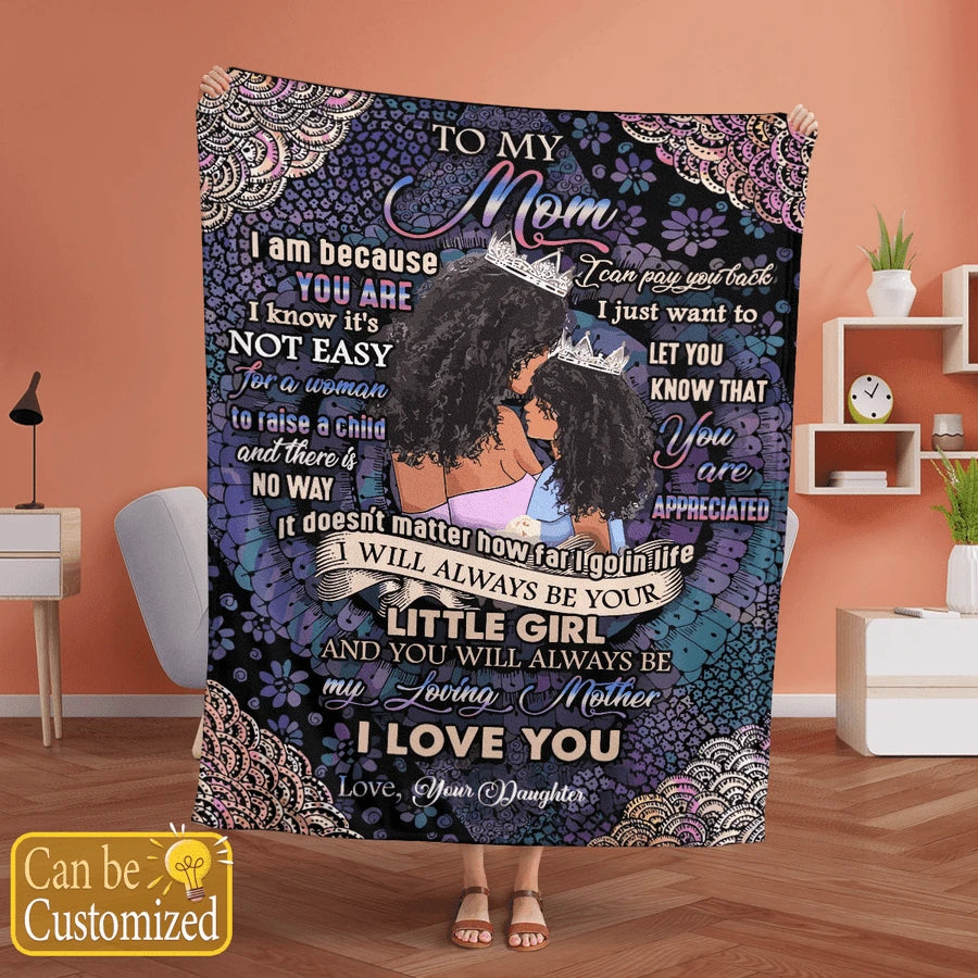 AFRICAN AMERICAN BLACK MOM MELANIN TO MY MOM PERSONALIZED BLANKET