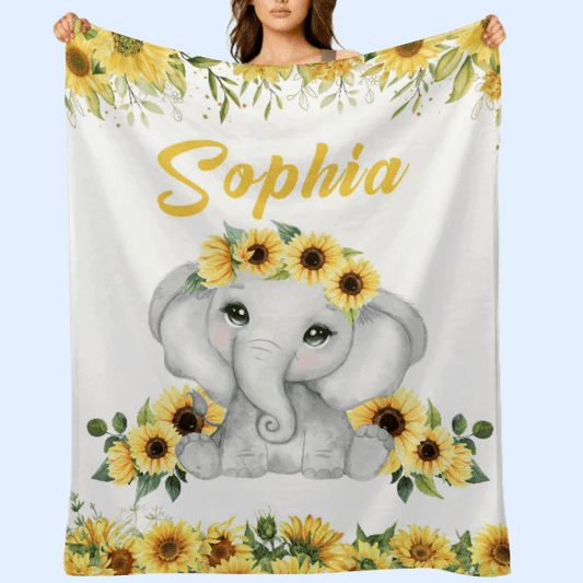 Elephant Customized Baby Blanket Gift For Newborn Baby