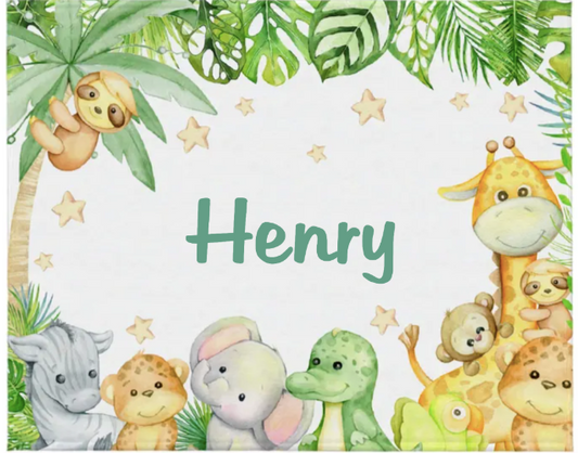 Customized Safari Jungle Blanket Baby Gift