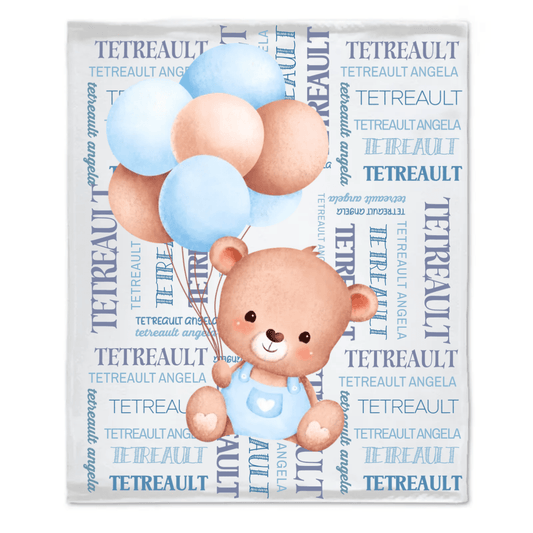 Elephant Bear Name Custom Blanket - Personalized Gift Ideas For Kids