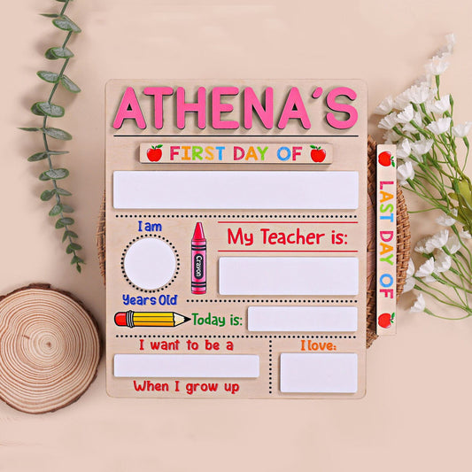 Custom First Day Of School Board Sign Back to School Personalized Gift