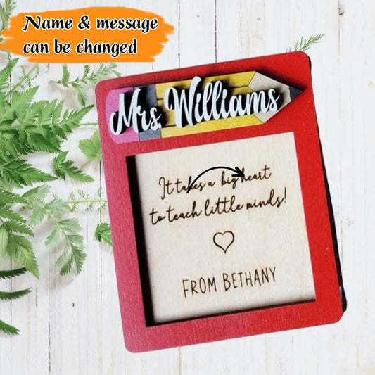 Personalized Sticky Note Holder Custom Teacher Pencil Sticky Note
