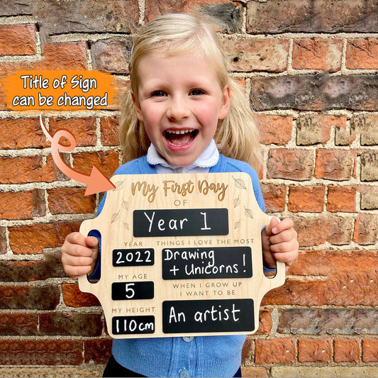 First Day of School Sign - Reusable Memory Photo Board with handles Back To School Gift
