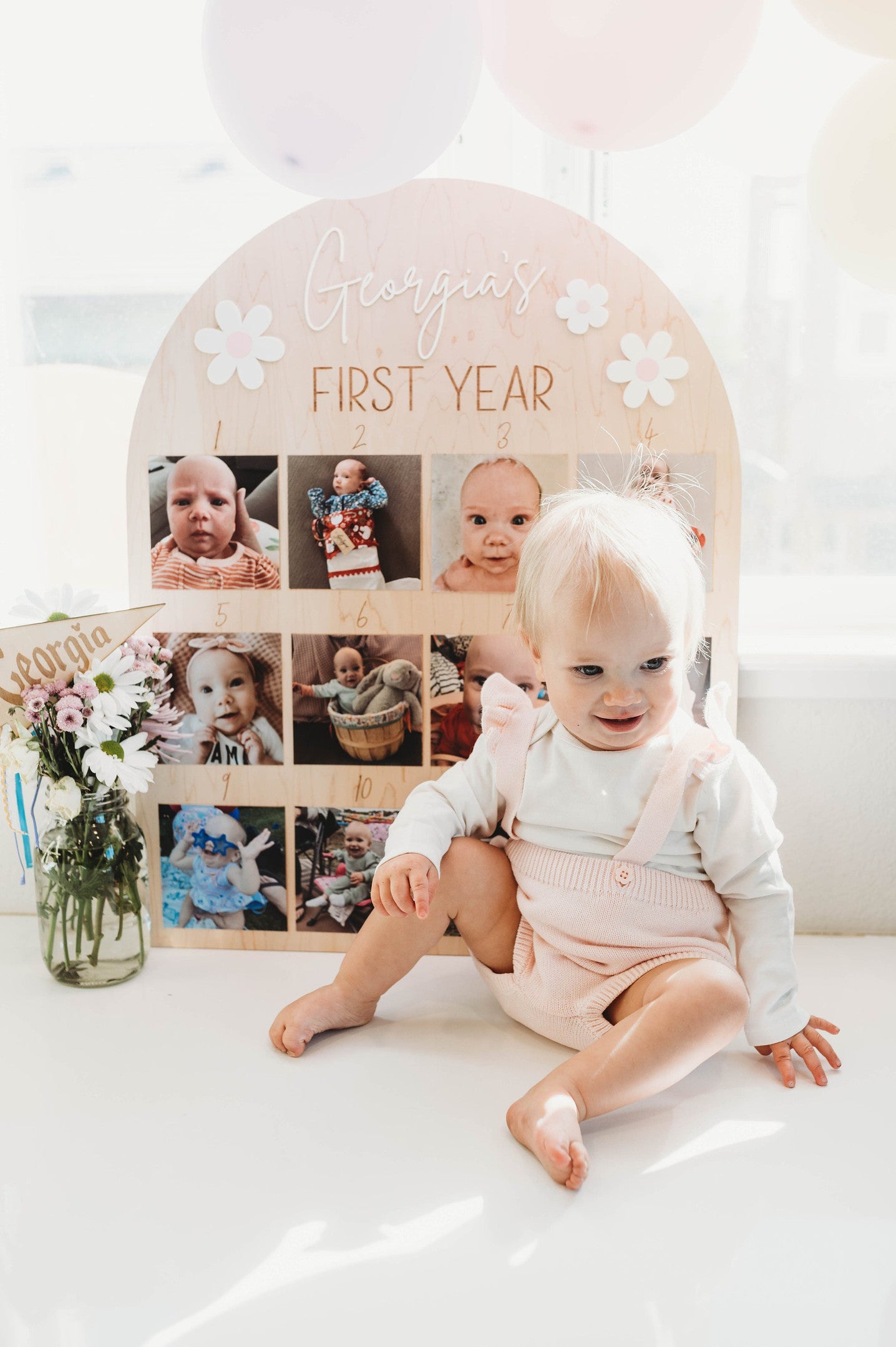 My First Year Photo Sign, Babies 1st Birthday Sign, One Year of Photo Board Wood, 1st Birthday Decorations, One Year of Baby Board