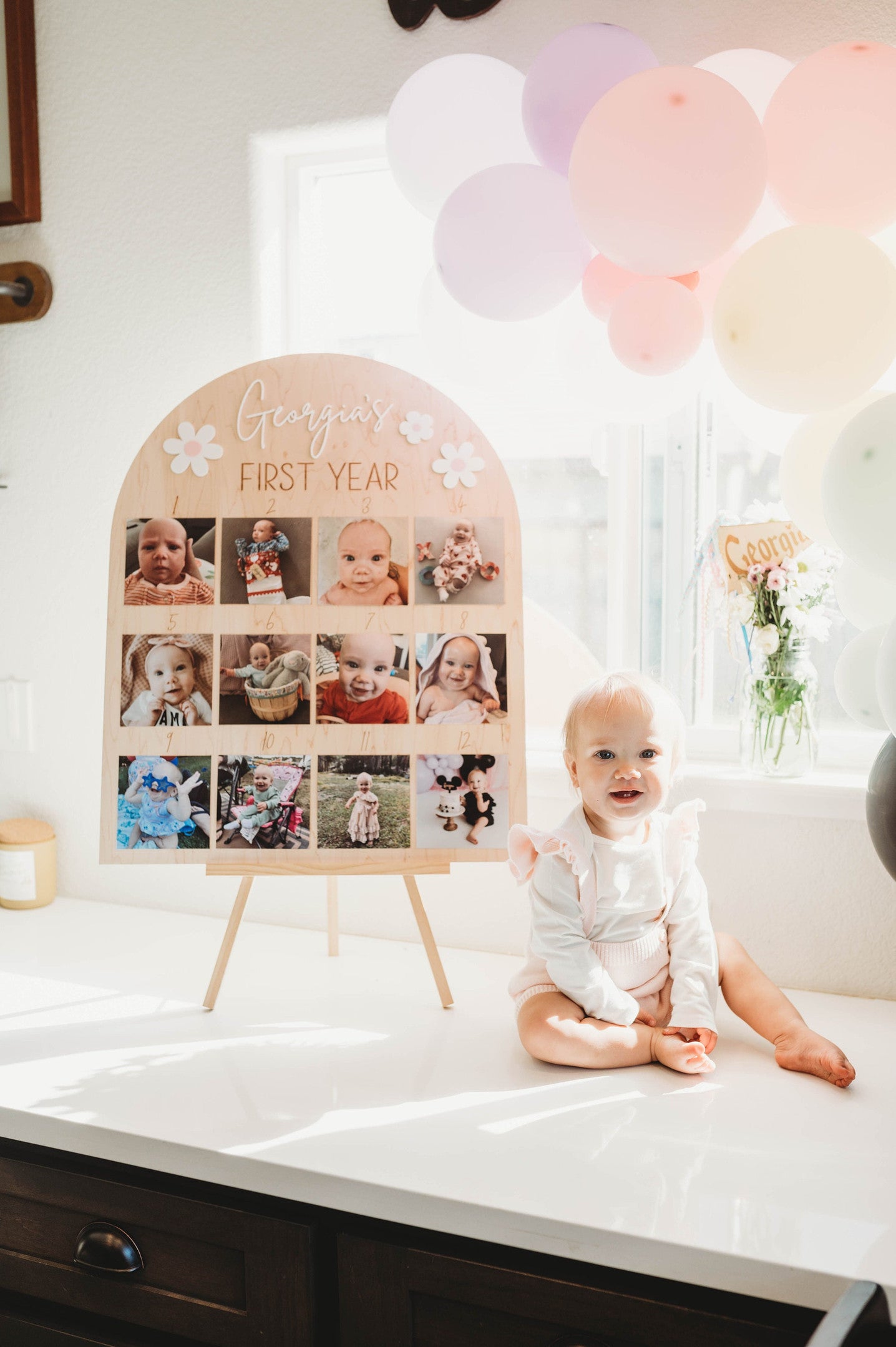 My First Year Photo Sign, Babies 1st Birthday Sign, One Year of Photo Board Wood, 1st Birthday Decorations, One Year of Baby Board