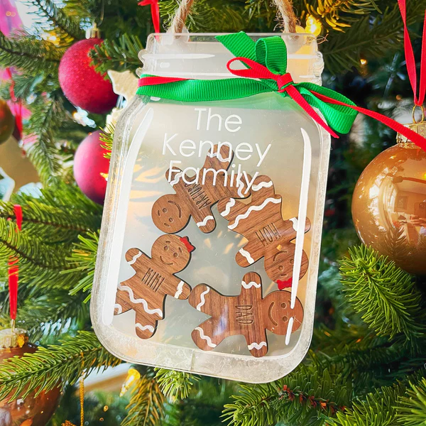 Personalized Family Ornament Gingerbread Man Jar