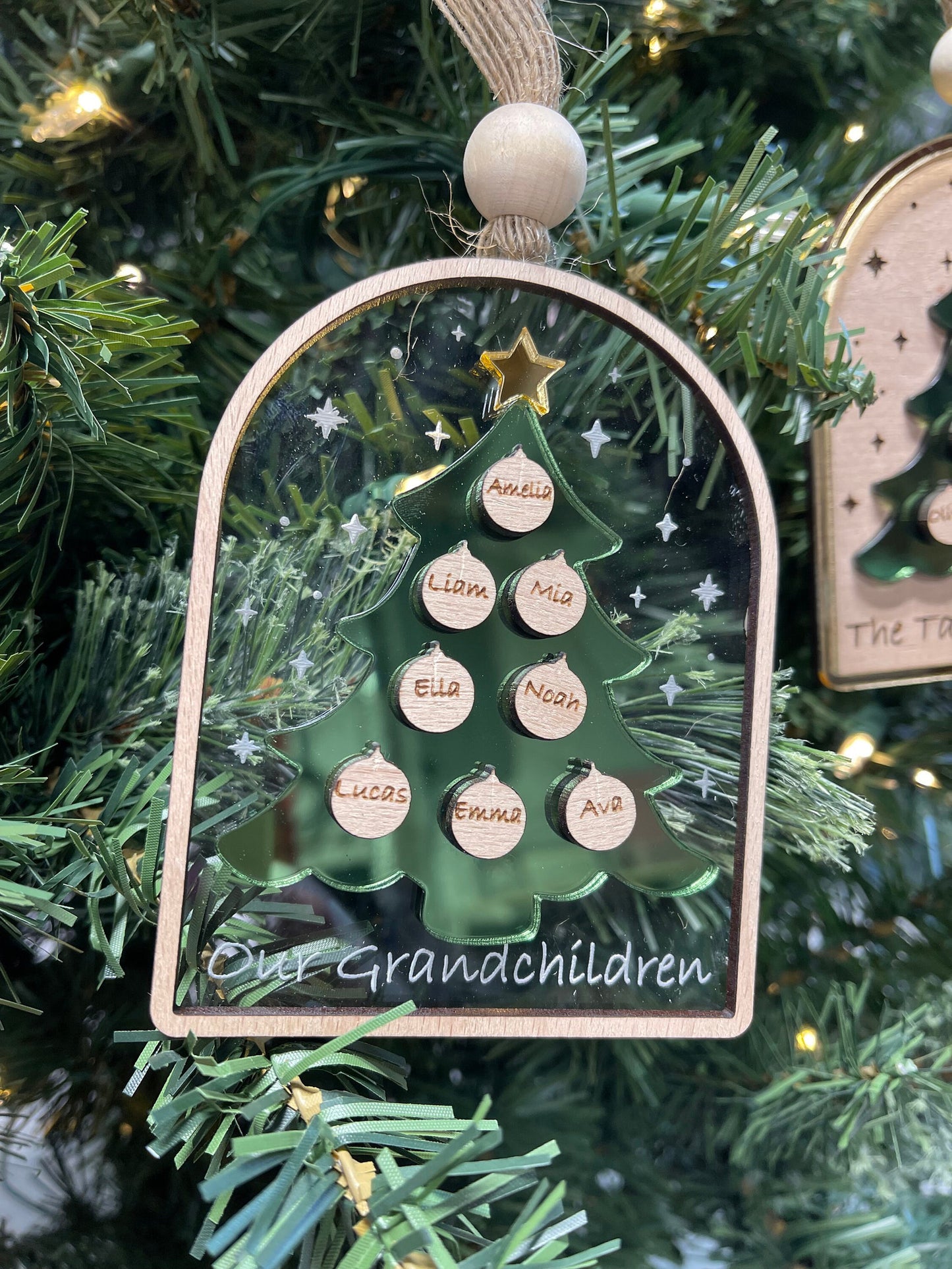 Personalized Family Green tree ornament