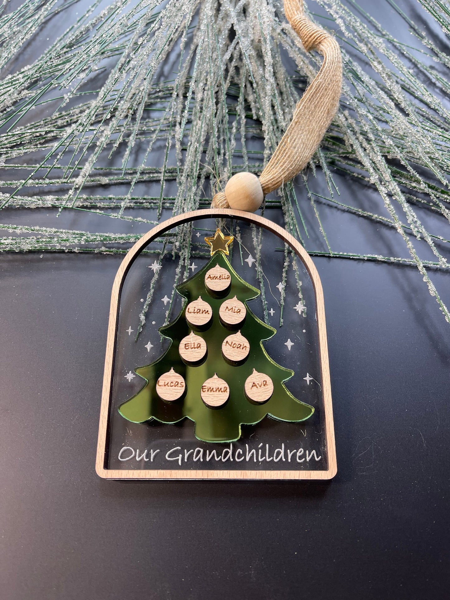 Personalized Family Green tree ornament