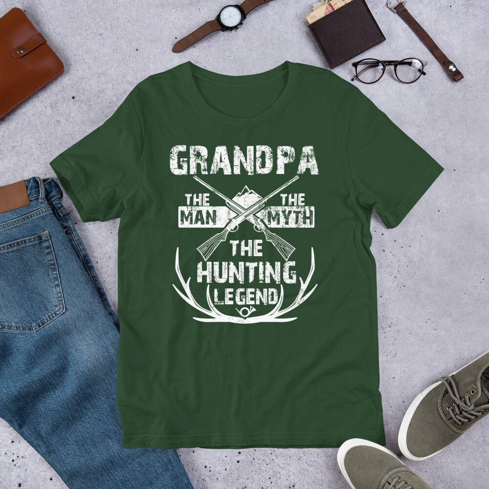 Funny Deer Hunting T-Shirt - Grandpa The Man The Myth The Hunting Legend - T-Shirt for Hunter