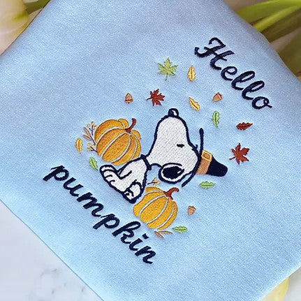 Fall Hello Pumpkin Embroidered Sweatshirt