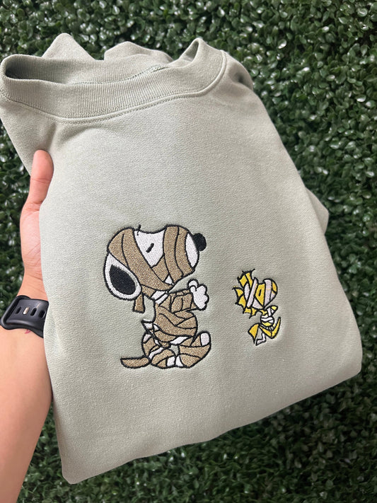Snoopy Mummy Embroidered Sweatshirt-Halloween Sweatshirt
