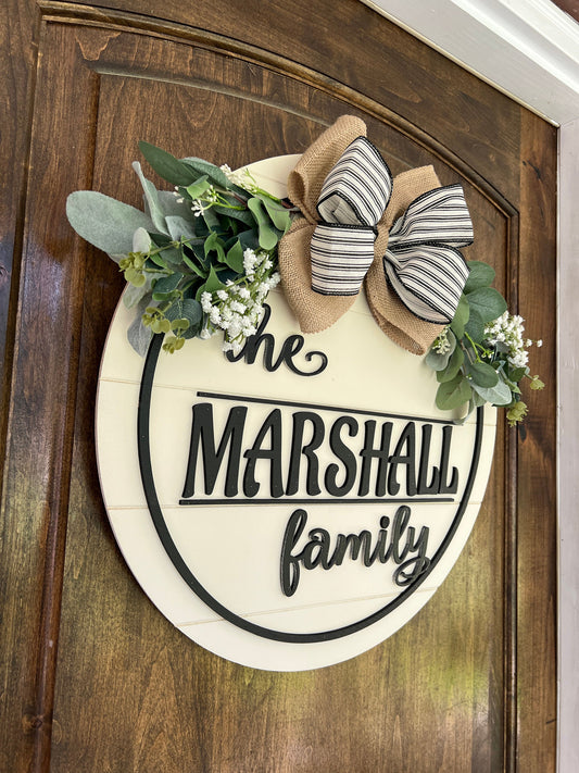 Personalized Front Door Decor Family Door Hanger Gift