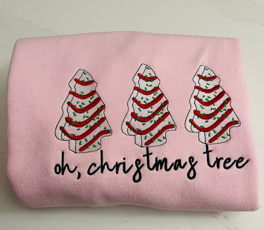 Christmas tree cake embroidered sweatshirt