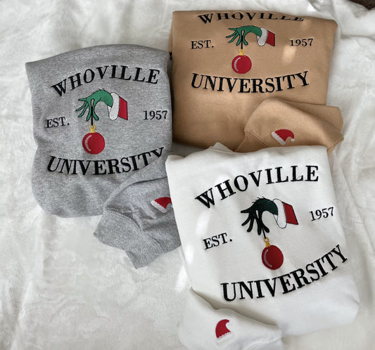 Christmas Whoville University Embroidered Sweatshirt