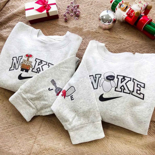 Wall-E And Eve Couple Faux-Embroidered Sweatshirt