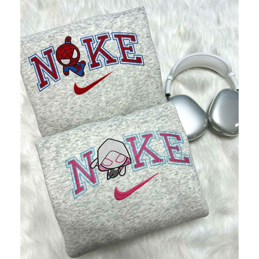 Spider Man And Gwen Couple Faux-Embroidered Sweatshirt