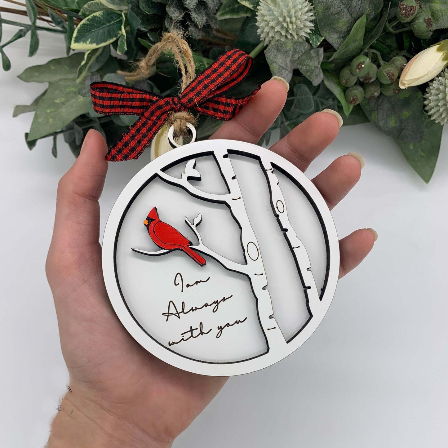 Cardinal Memorial Ornament- We am always with you