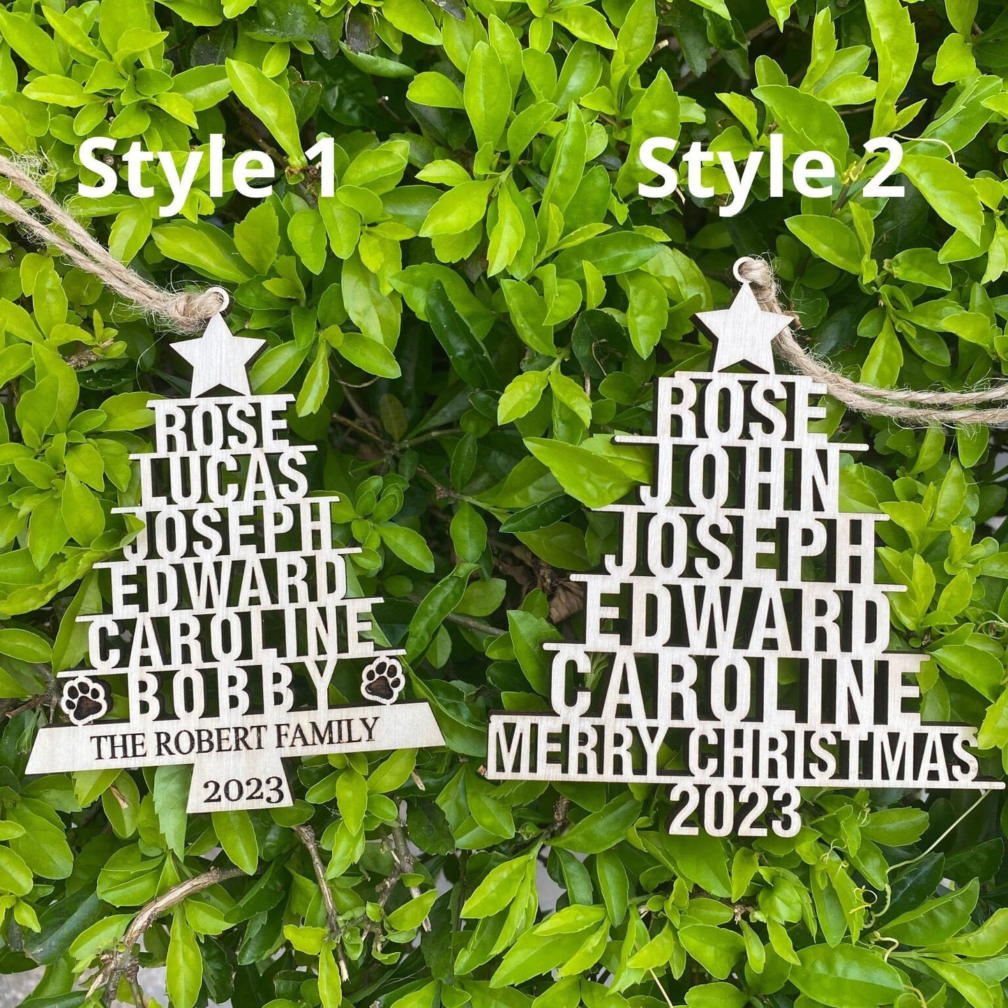 Family Christmas Ornament - Christmas Tree Ornament with Family Names - Christmas Tree Name Ornament - 2023