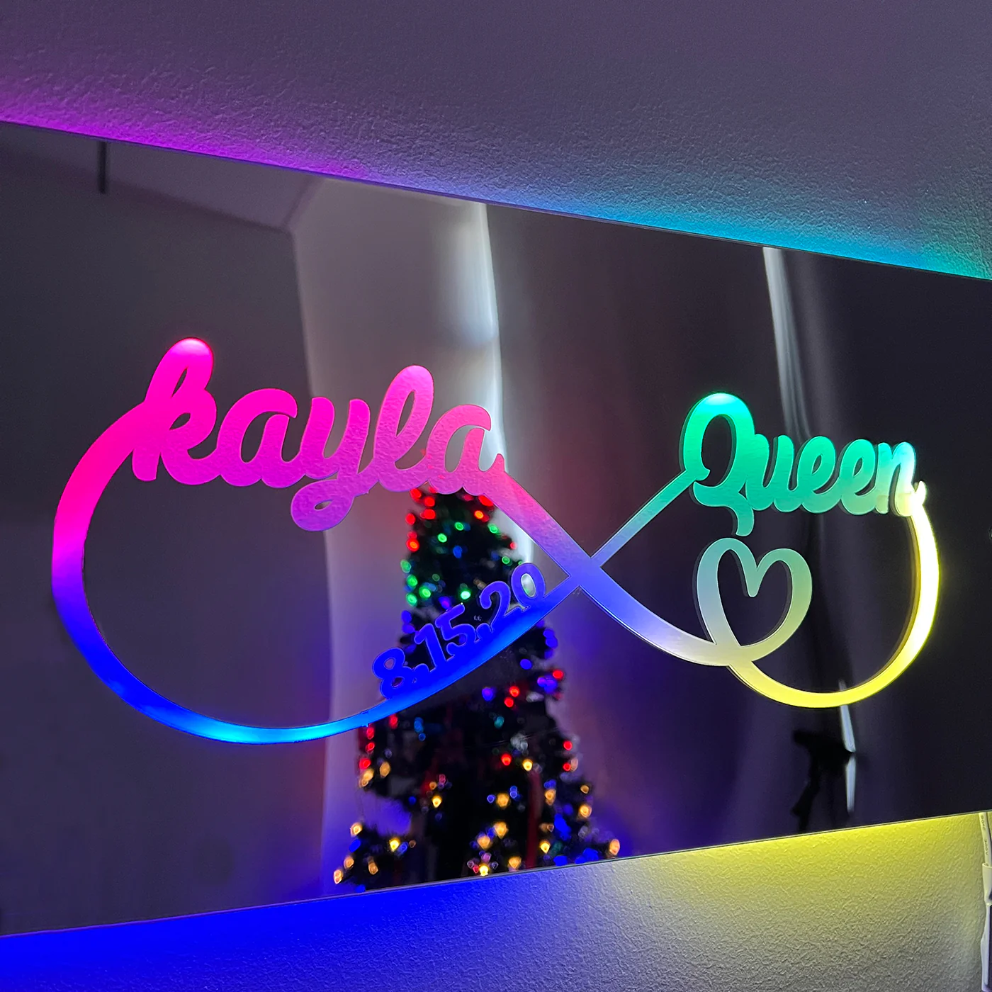 Personalized Name Infinity Sign Light Up Mirror