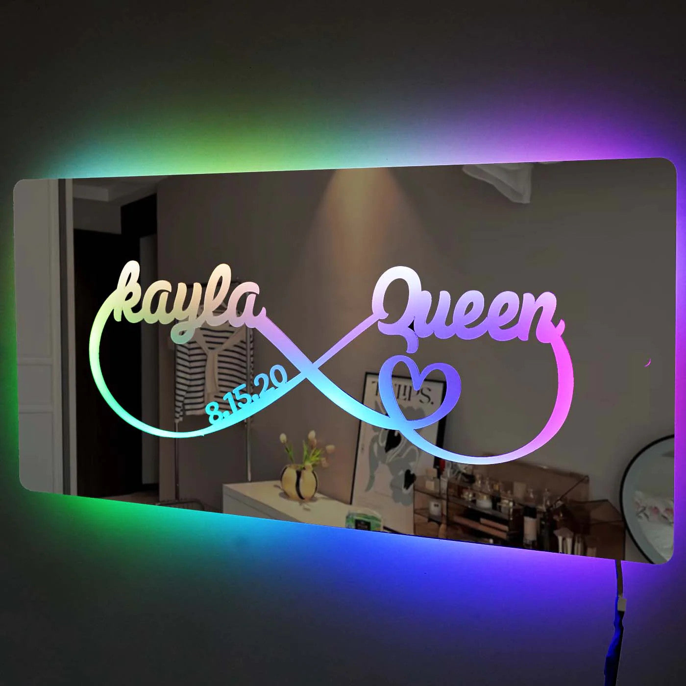 Personalized Name Infinity Sign Light Up Mirror