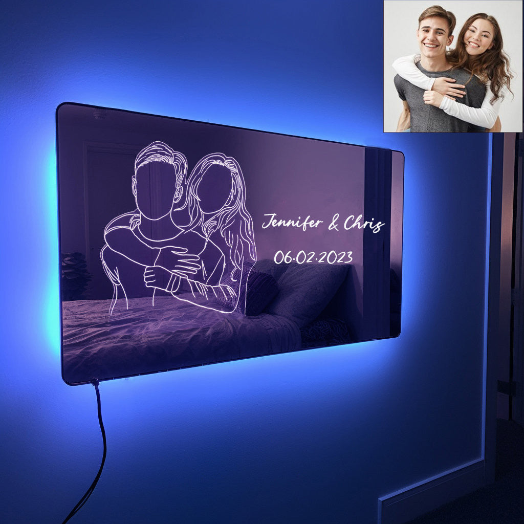 Custom Photo Mirror Neon Sign - Light Up Mirror