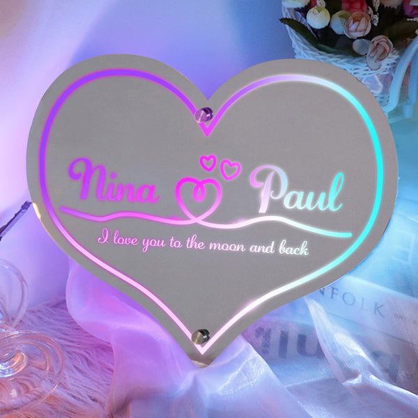 Personalized Mirror Light Heart - Gift for Couple