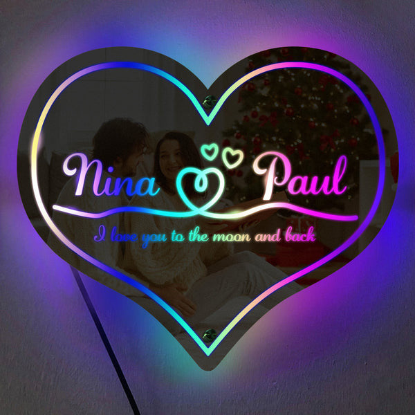 Personalized Mirror Light Heart - Gift for Couple