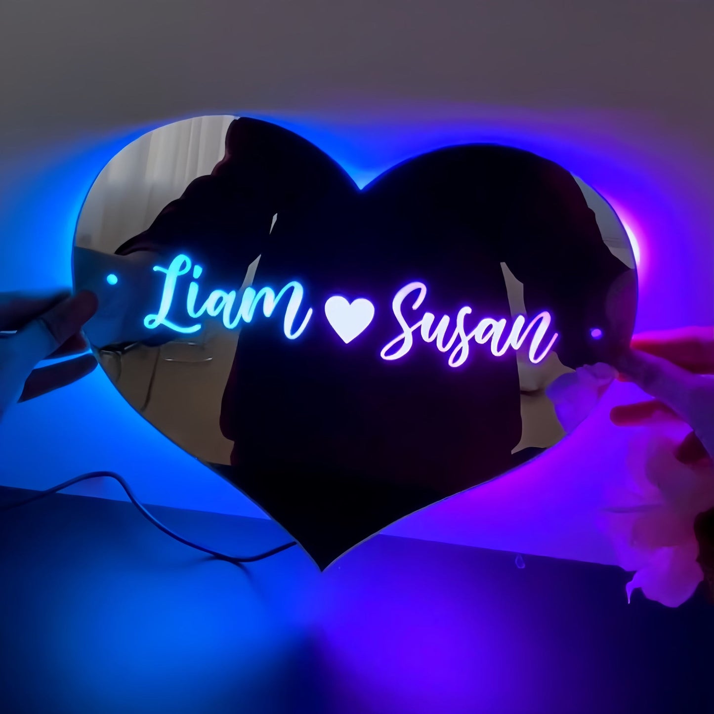 Personalized Mirror Light Heart - Gift for Couple