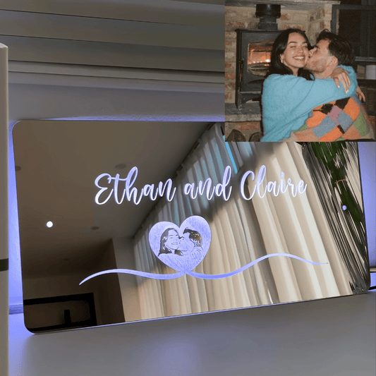 Personalised couple Photo Mirror - Light Up Mirror