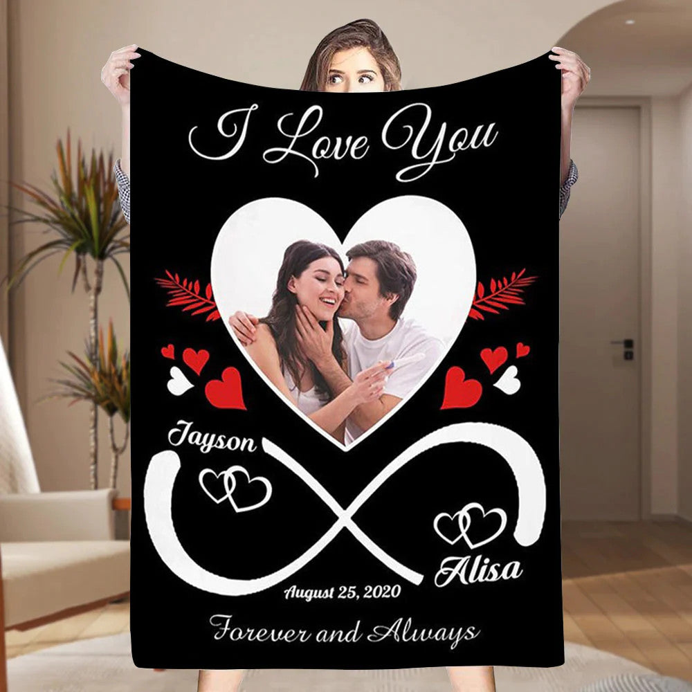 Custom Photo Fleece Blankets Gift for Him/Her